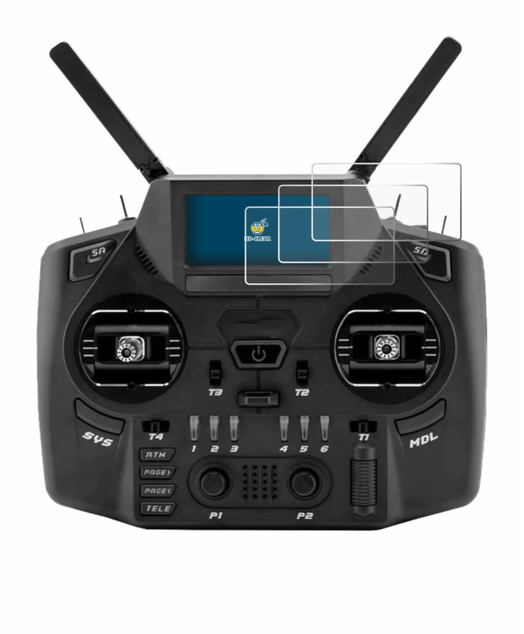 Image of the device Radiomaster GX12 with a wide variety of screen protectors.