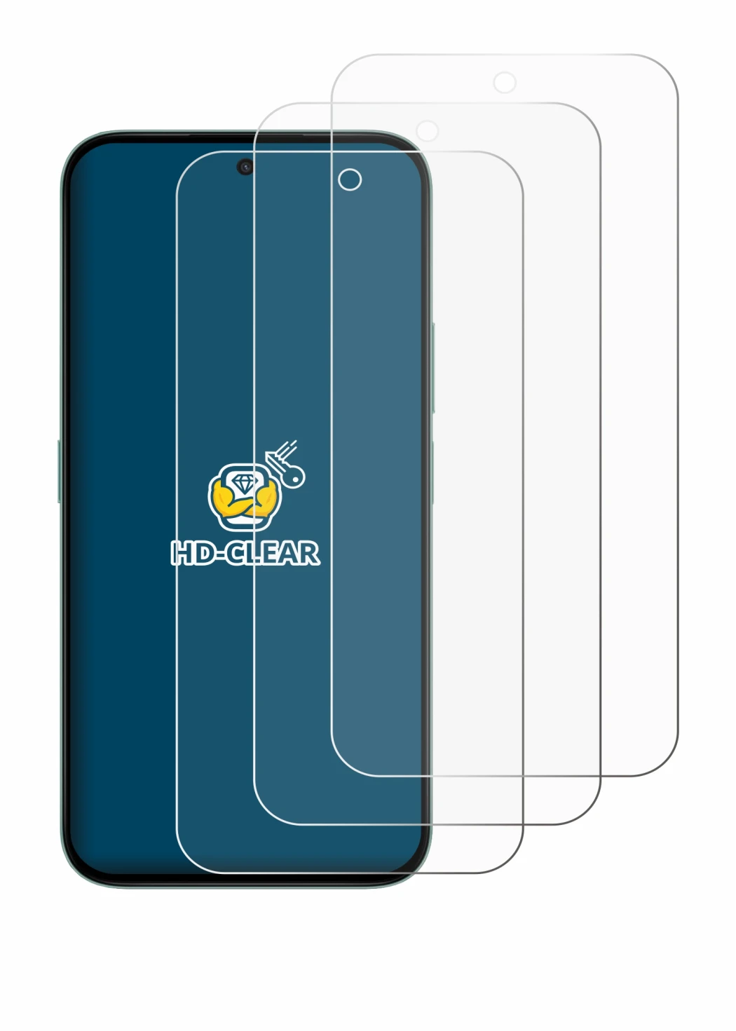 Image of the device Honor X6c with a wide variety of screen protectors.