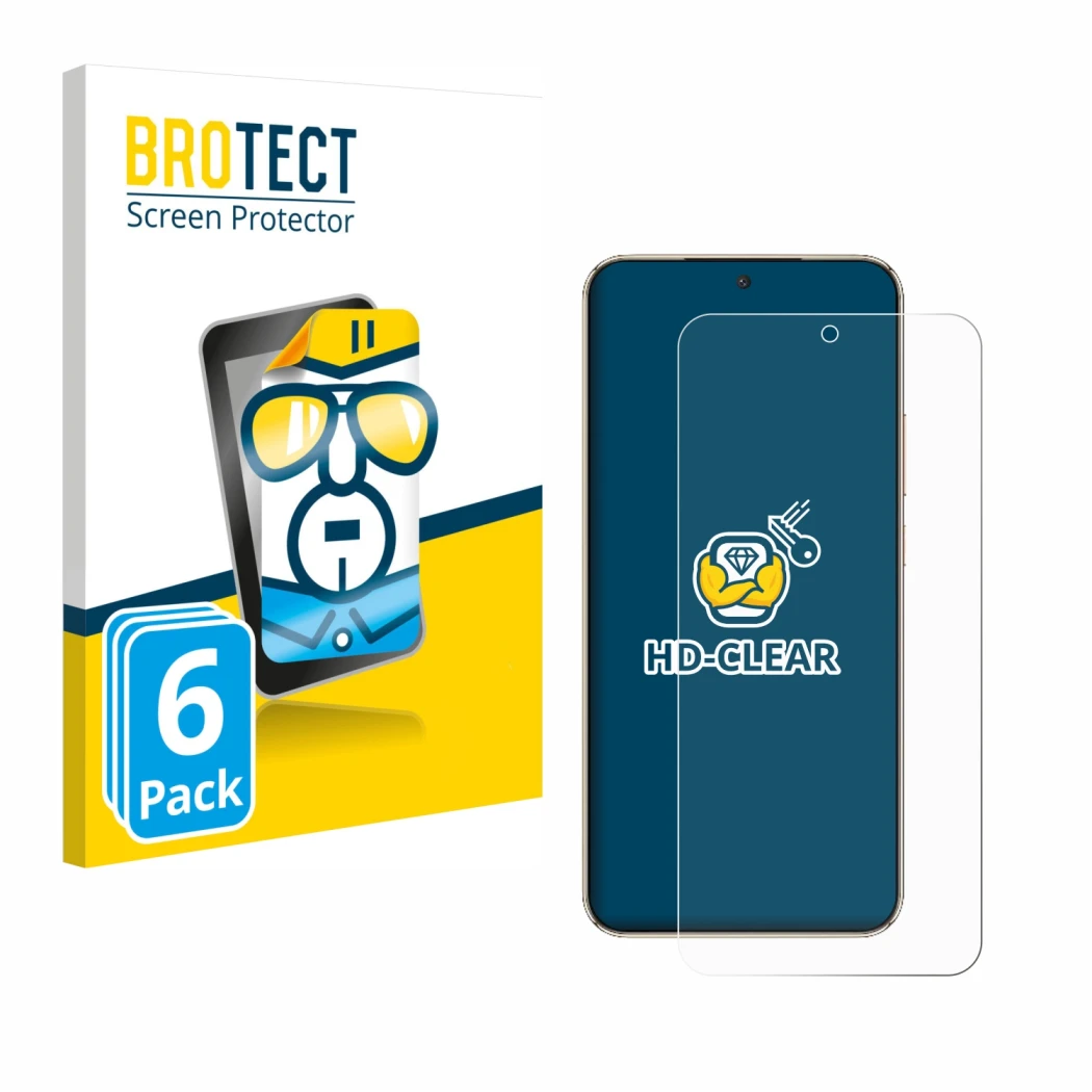 Front side of a product packaging with the brand logo BROTECT. Next to it is the device Honor Magic 8 Lite shown with the corr