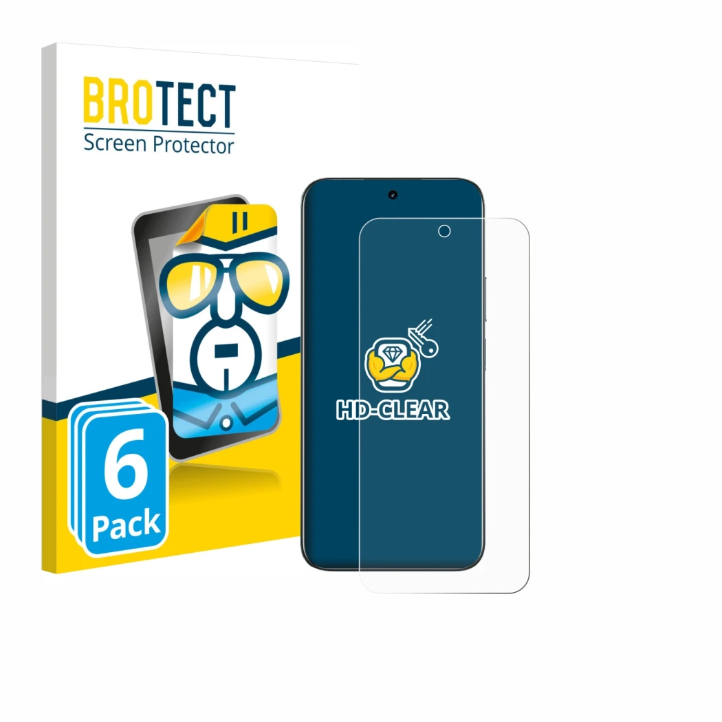 Front side of a product packaging with the brand logo BROTECT. Next to it is the device realme C85 shown with the correspondin