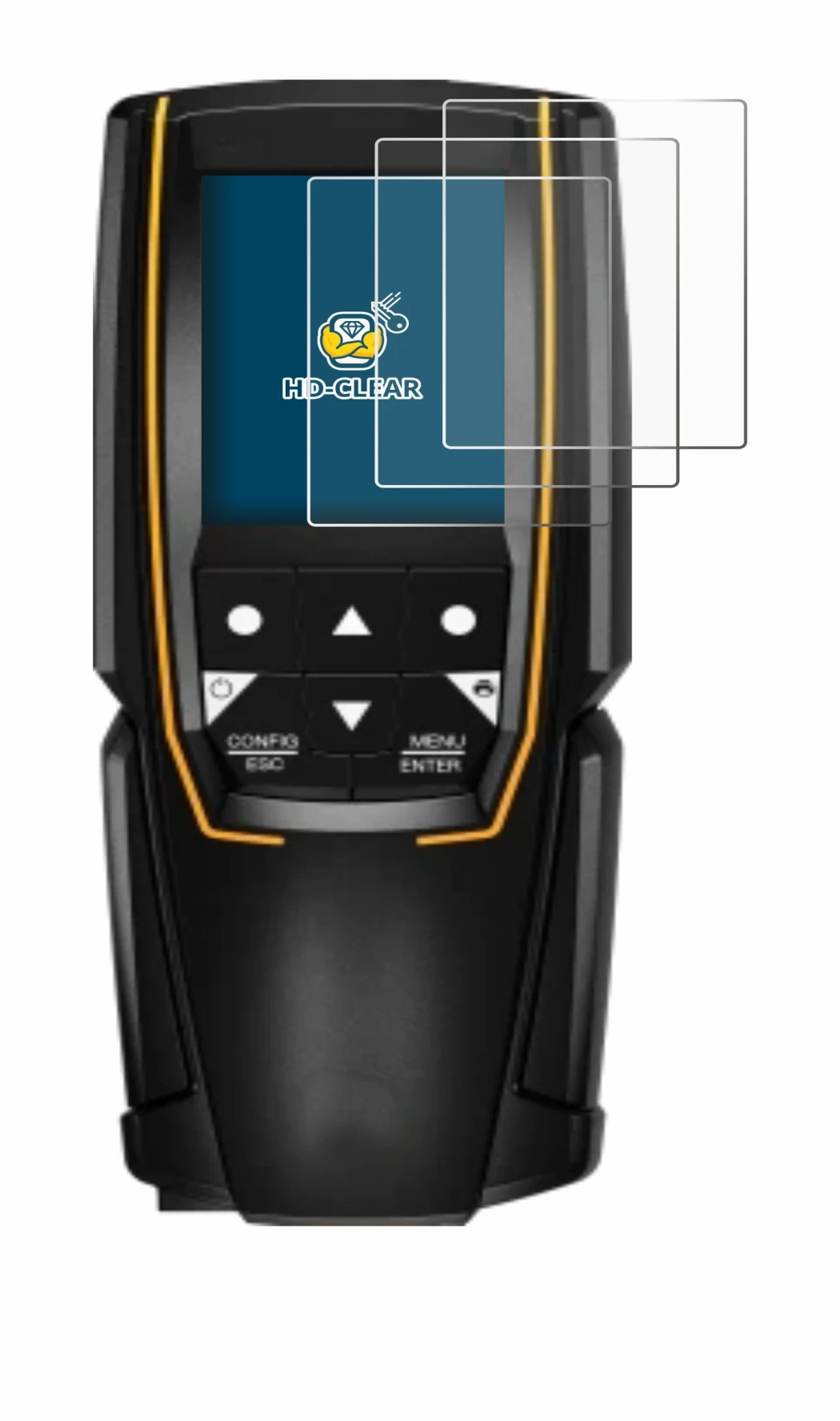 Image of the device Testo 310 (2nd Gen.) with a wide variety of screen protectors.