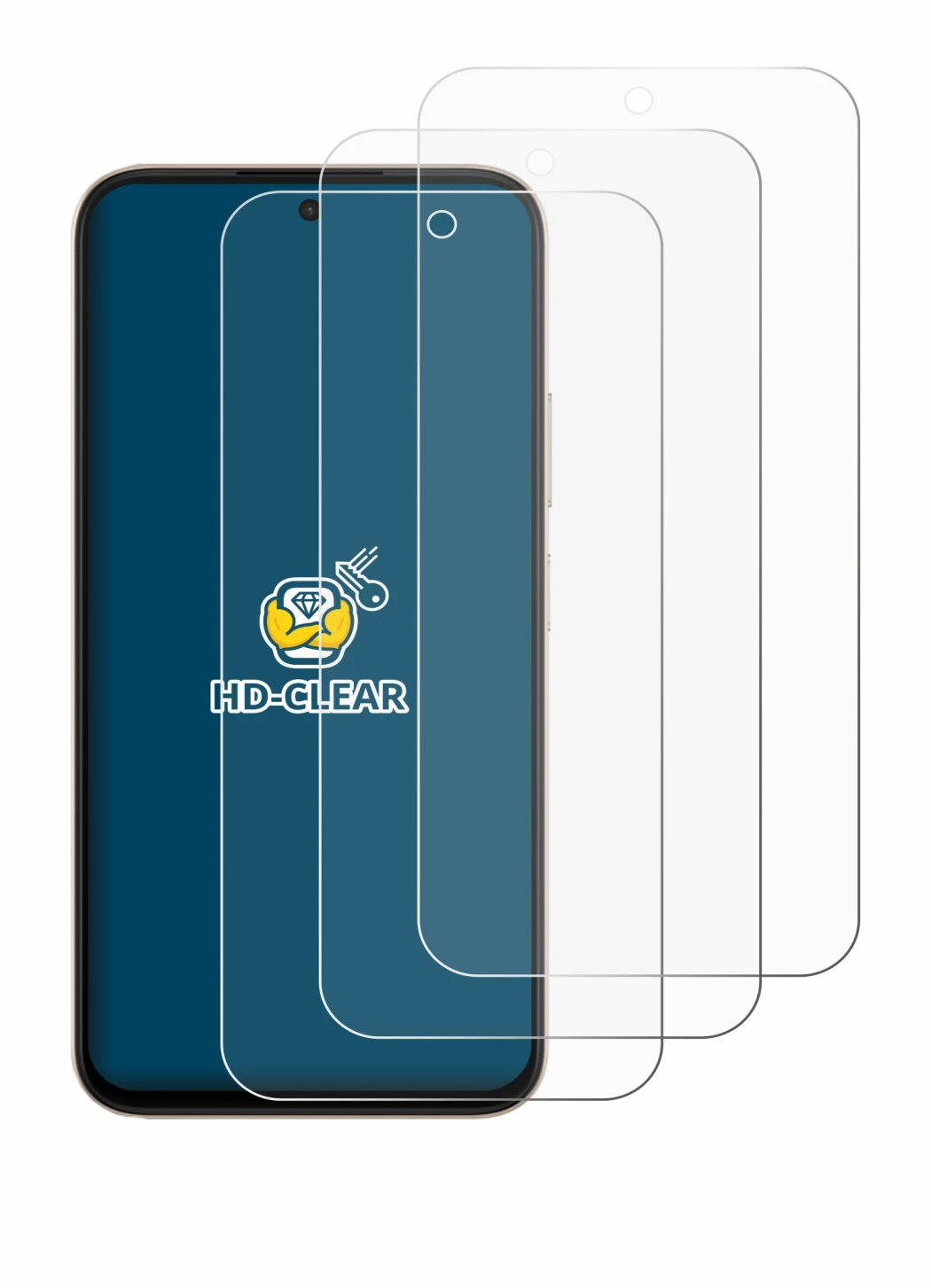Image of the device Oppo A6 with a wide variety of screen protectors.