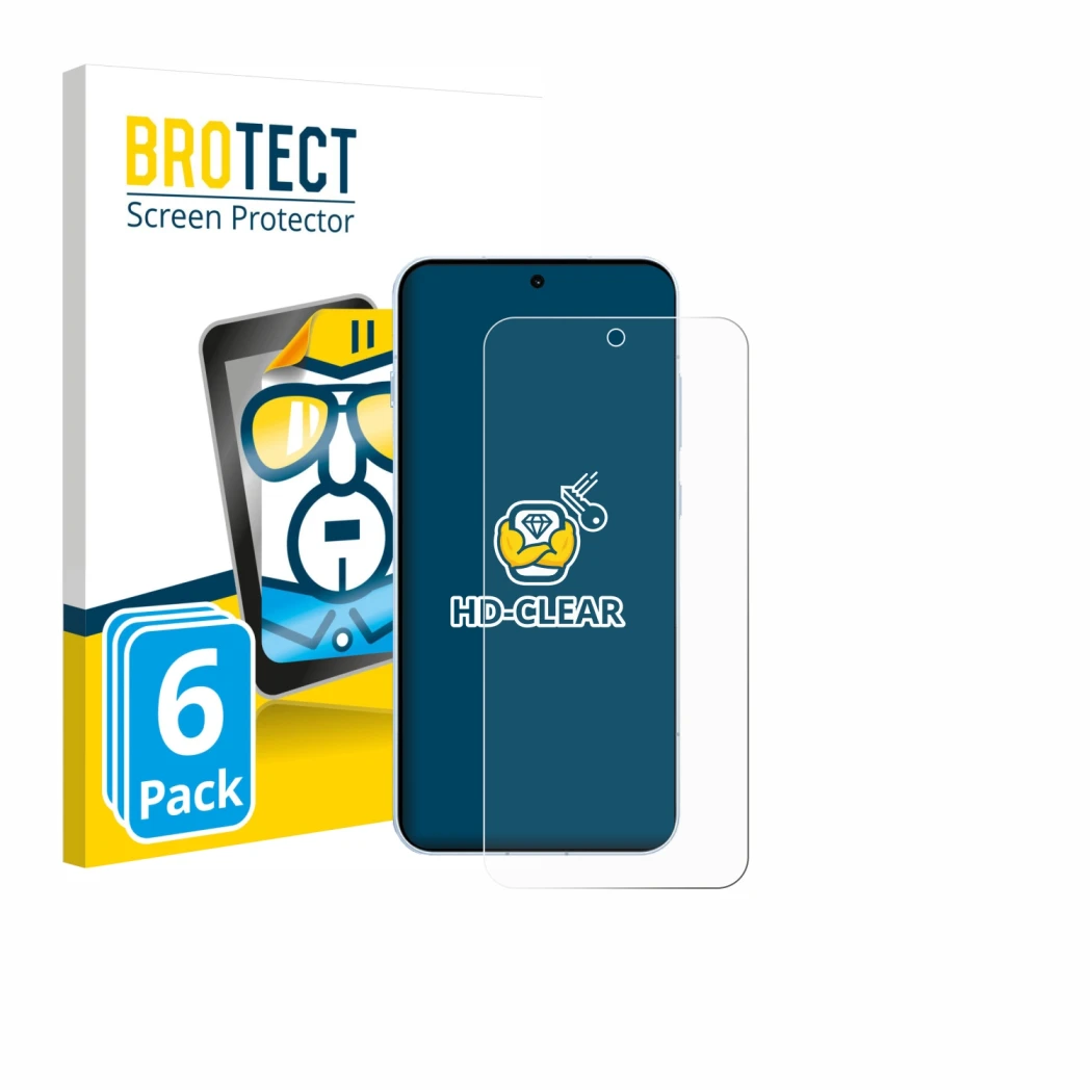 Front side of a product packaging with the brand logo BROTECT. Next to it is the device Oppo Find X8s shown with the correspon