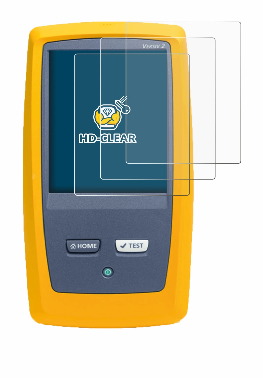 Image of the device Fluke DSX8000 with a wide variety of screen protectors.