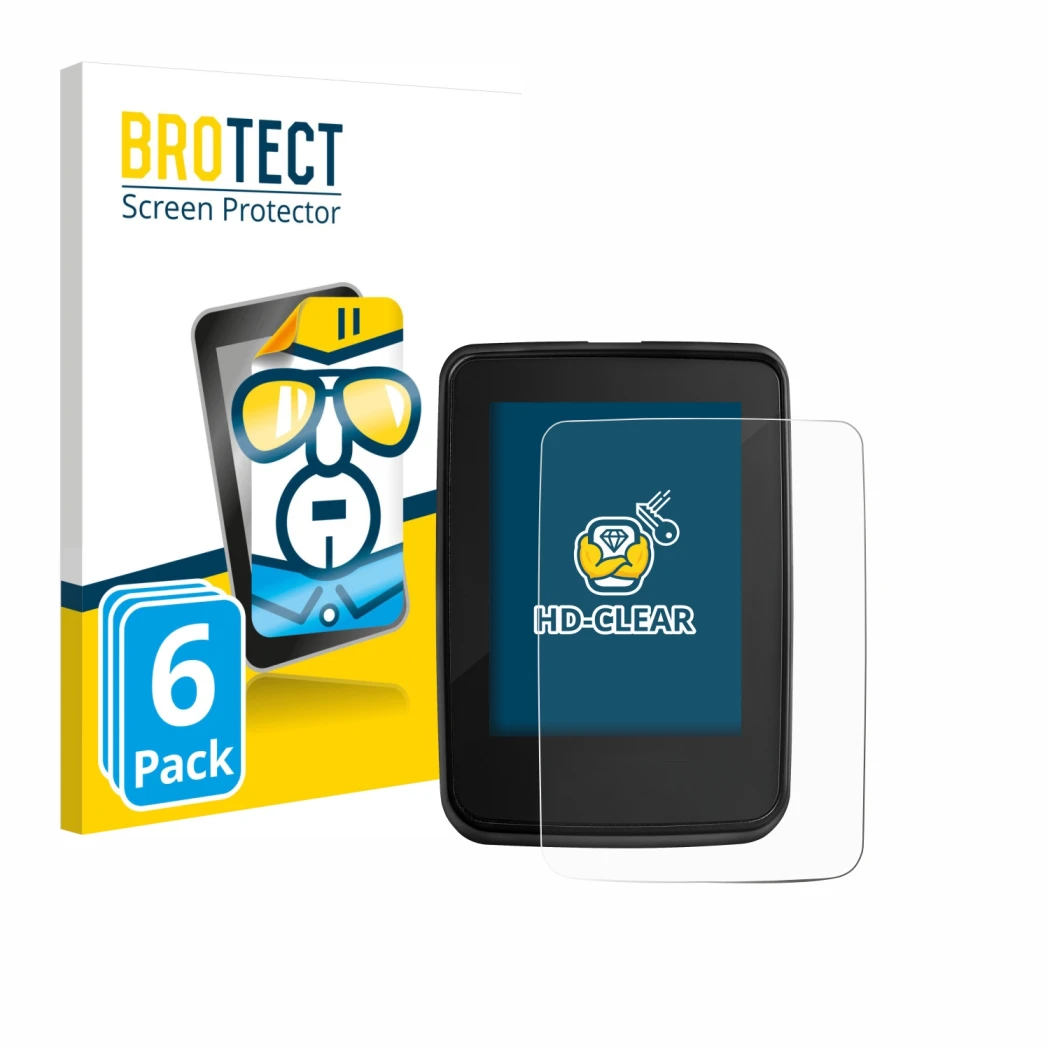 Front side of a product packaging with the brand logo BROTECT. Next to it is the device Giant RideDash Evo 2 shown with the co