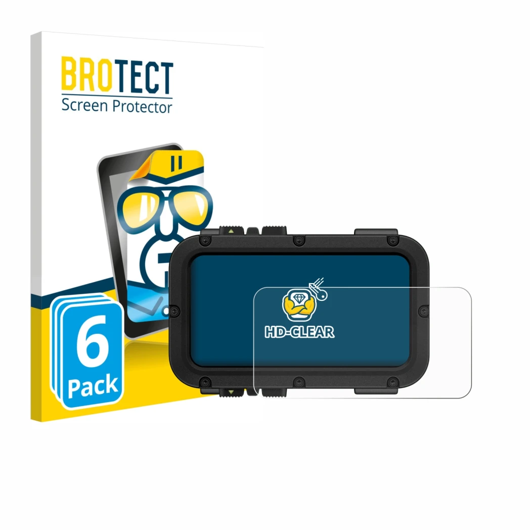 Front side of a product packaging with the brand logo BROTECT. Next to it is the device Suunto Nautic shown with the correspon