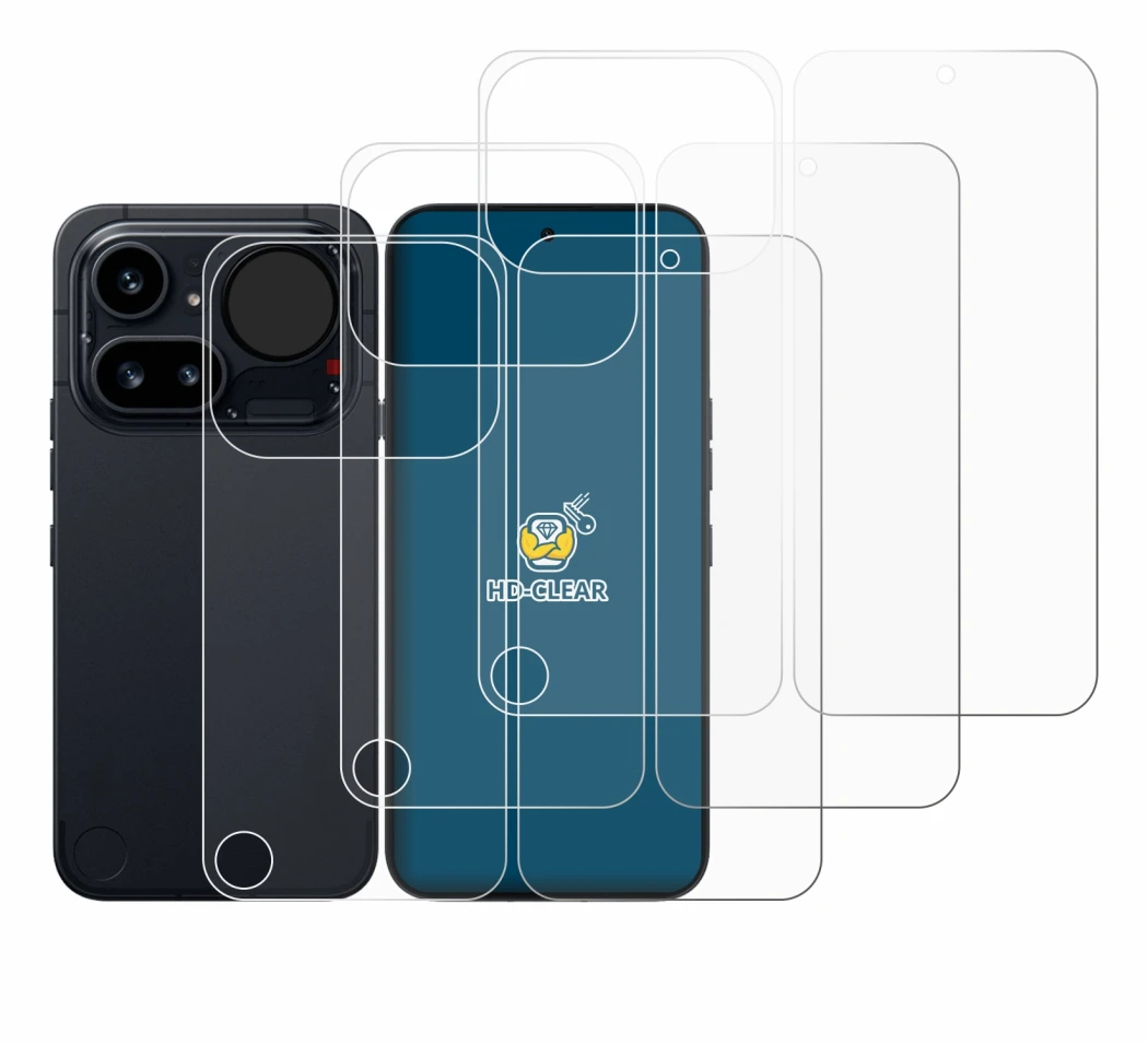 Image of the device Nothing Phone (4a) Pro (Front+Back) with a wide variety of screen protectors.