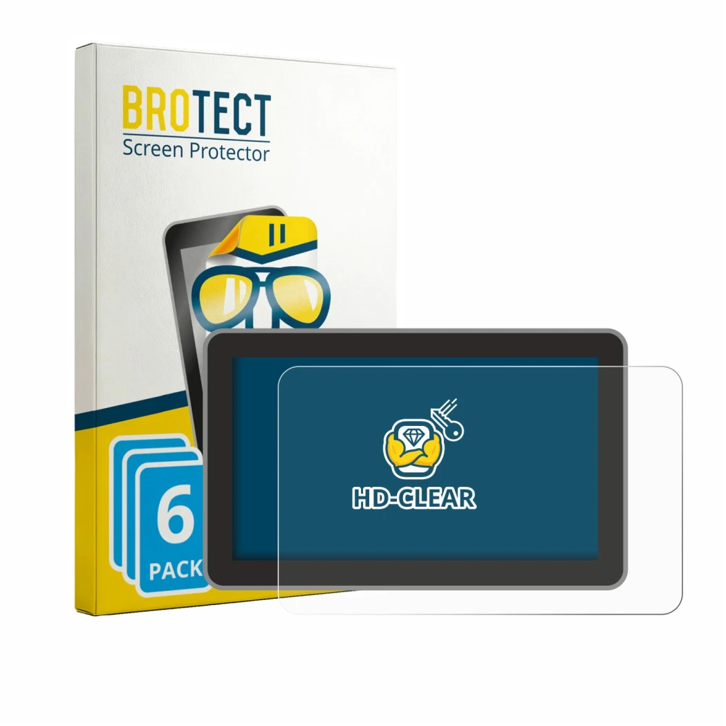 Front side of a product packaging with the brand logo BROTECT. Next to it is the device Bambu Lab H2C shown with the correspon