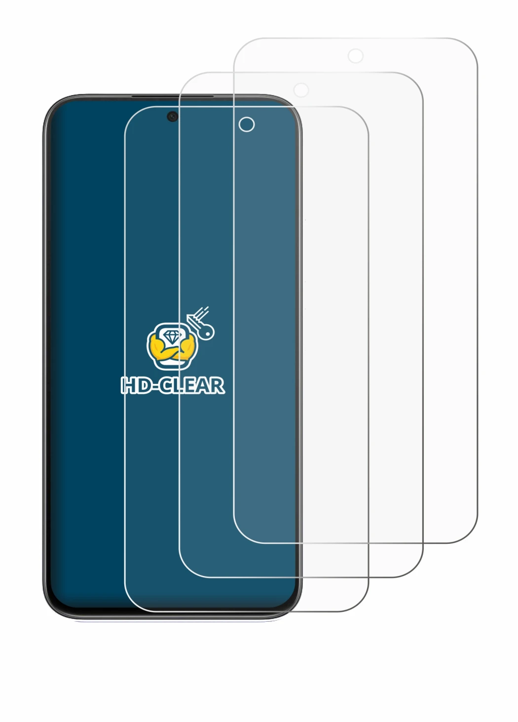 Image of the device Oppo K14 with a wide variety of screen protectors.