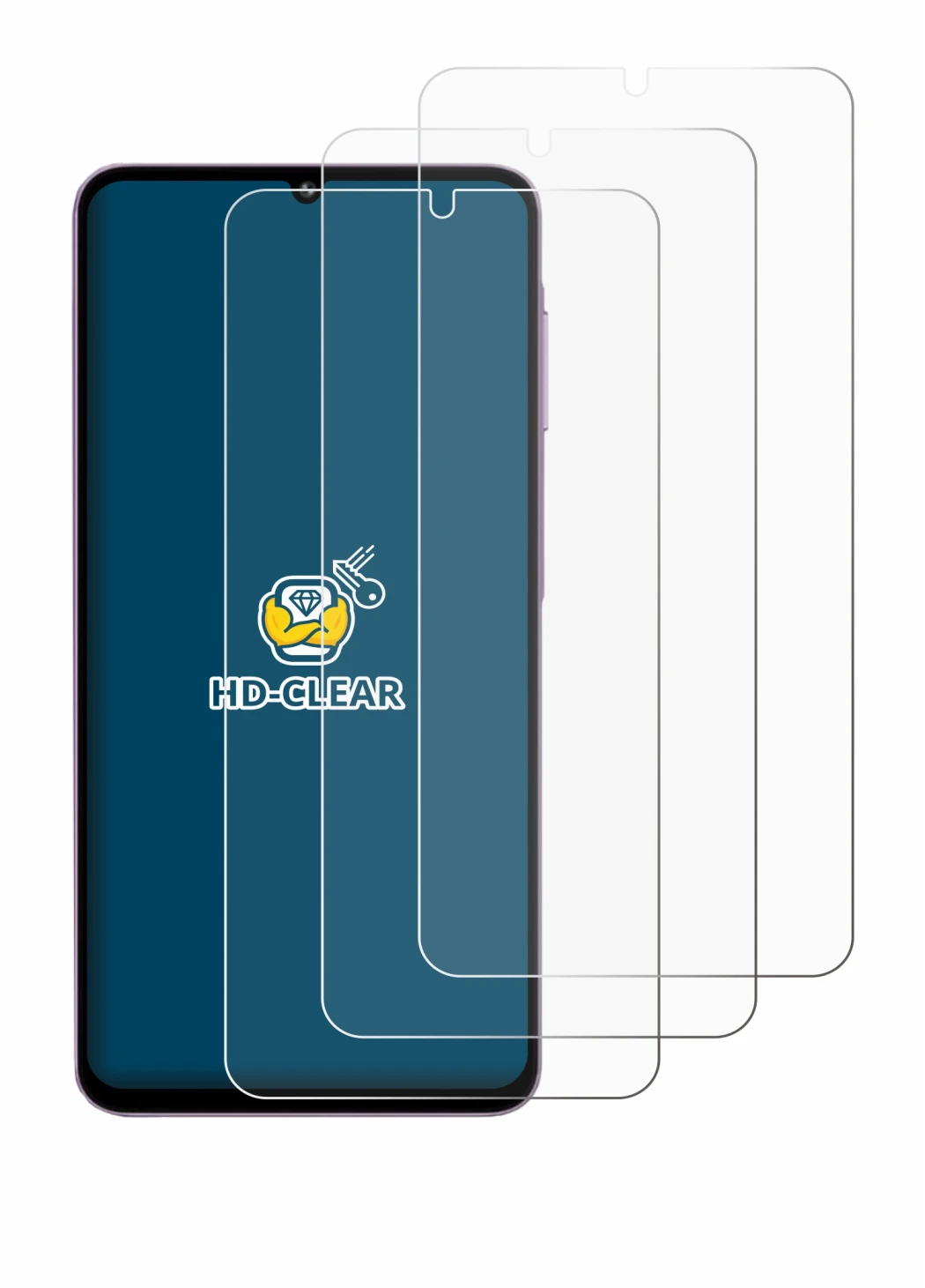 Image of the device Samsung Galaxy M17e with a wide variety of screen protectors.