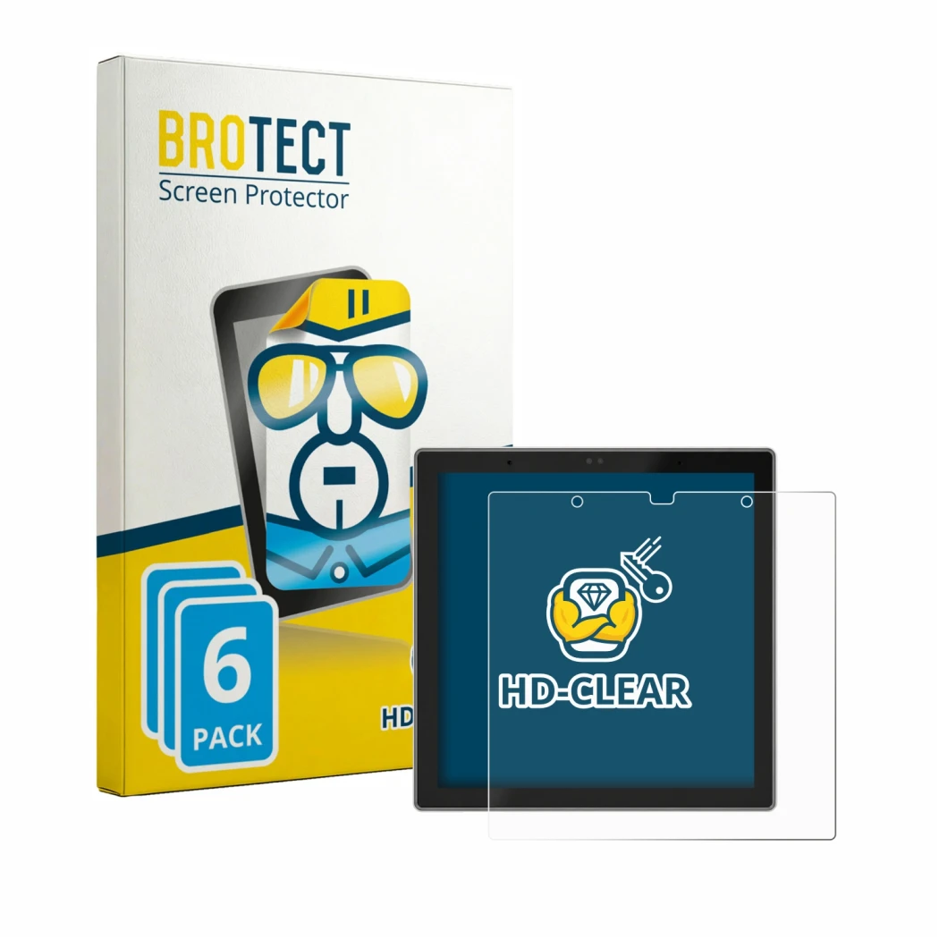 Front side of a product packaging with the brand logo BROTECT. Next to it is the device SONOFF NSPanel Pro Gen 2 shown with th