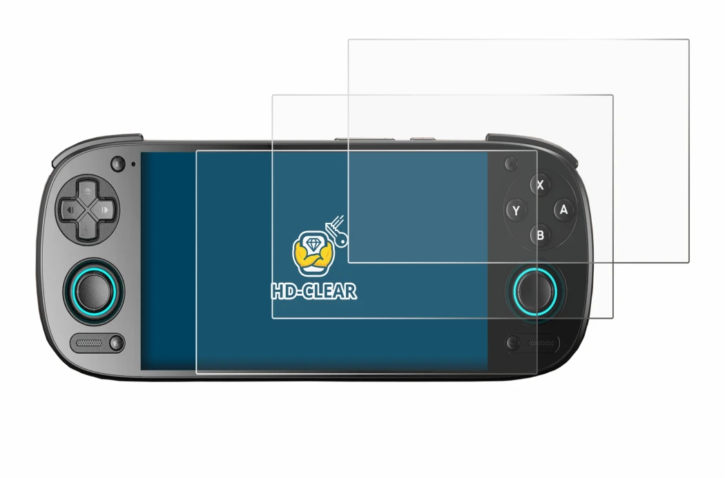 Image of the device Retroid Pocket 5 with a wide variety of screen protectors.