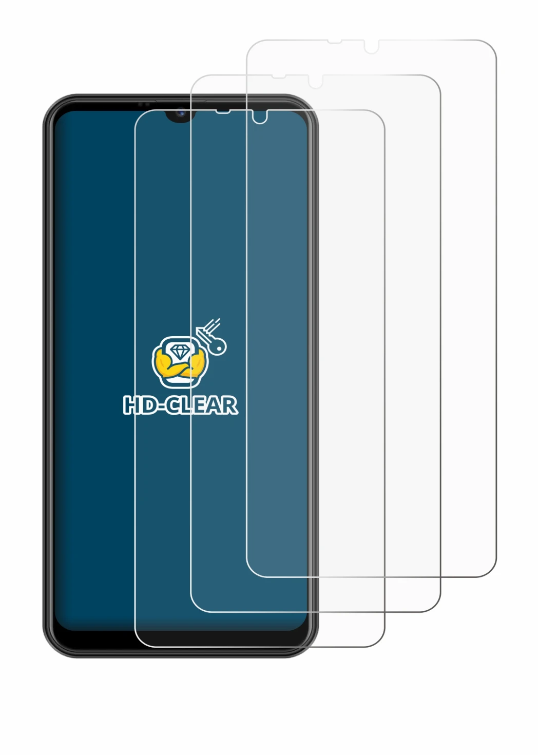 Image of the device Invens NOTE TK02 with a wide variety of screen protectors.