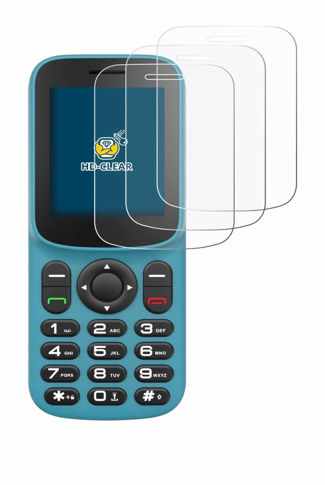Image of the device Uleway T185 with a wide variety of screen protectors.