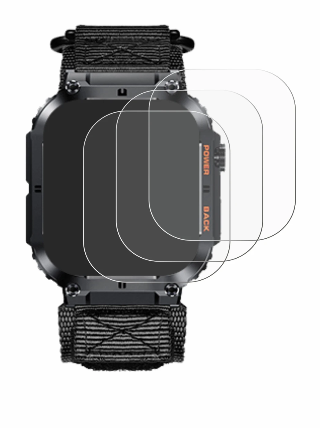 Image of the device Megalith K57PRO with a wide variety of screen protectors.