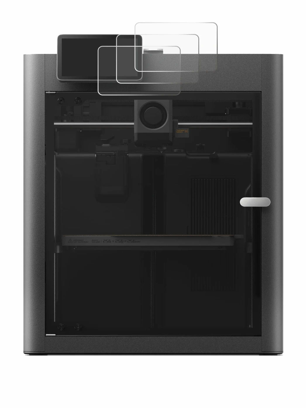 Image of the device Bambu Lab X2D with a wide variety of screen protectors.