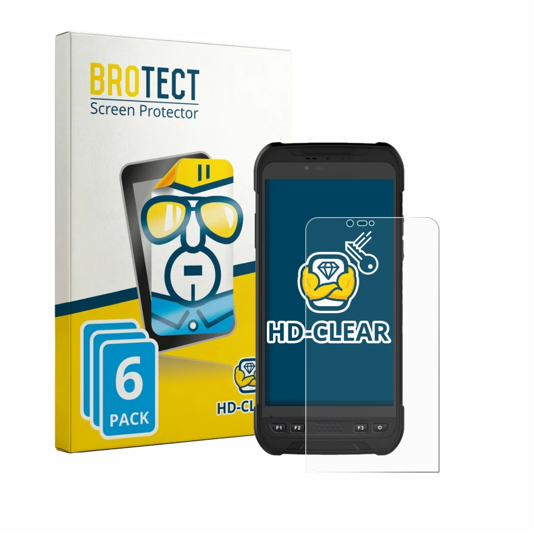 Front side of a product packaging with the brand logo BROTECT. Next to it is the device Stonex S60 shown with the correspondin