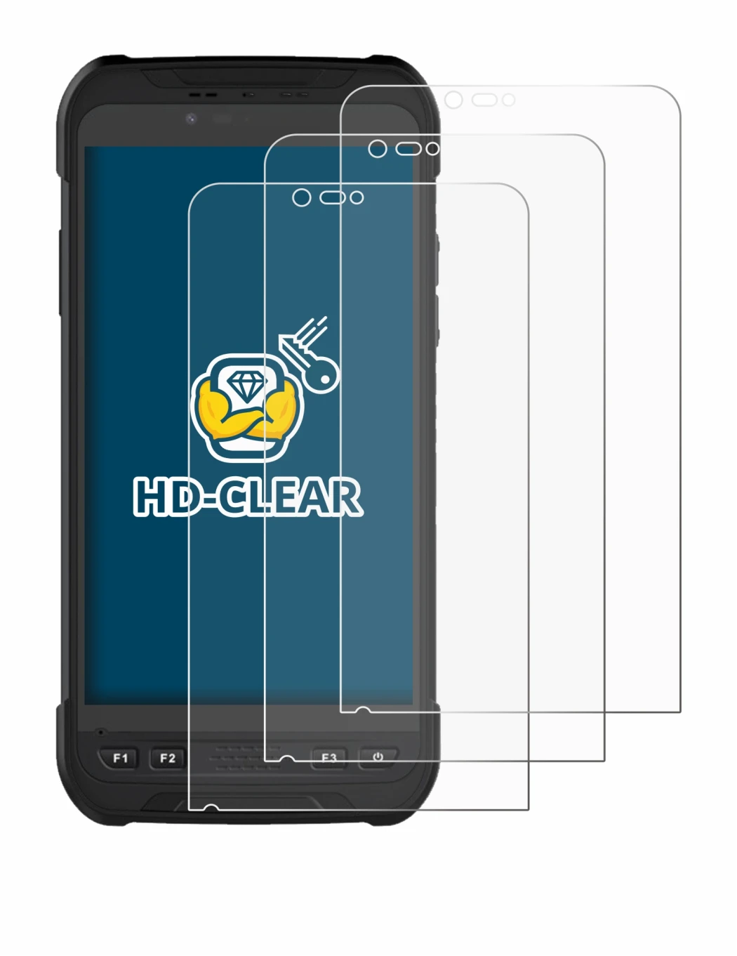 Image of the device Stonex S60 with a wide variety of screen protectors.