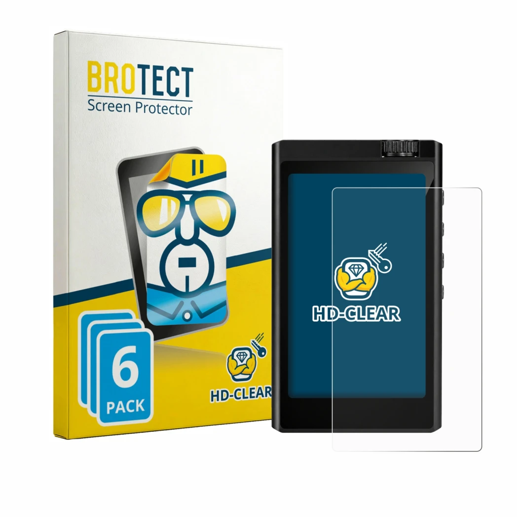 Front side of a product packaging with the brand logo BROTECT. Next to it is the device Surfans F35 shown with the correspondi