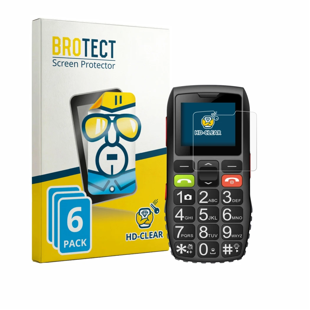 Front side of a product packaging with the brand logo BROTECT. Next to it is the device artfone C1 shown with the correspondin