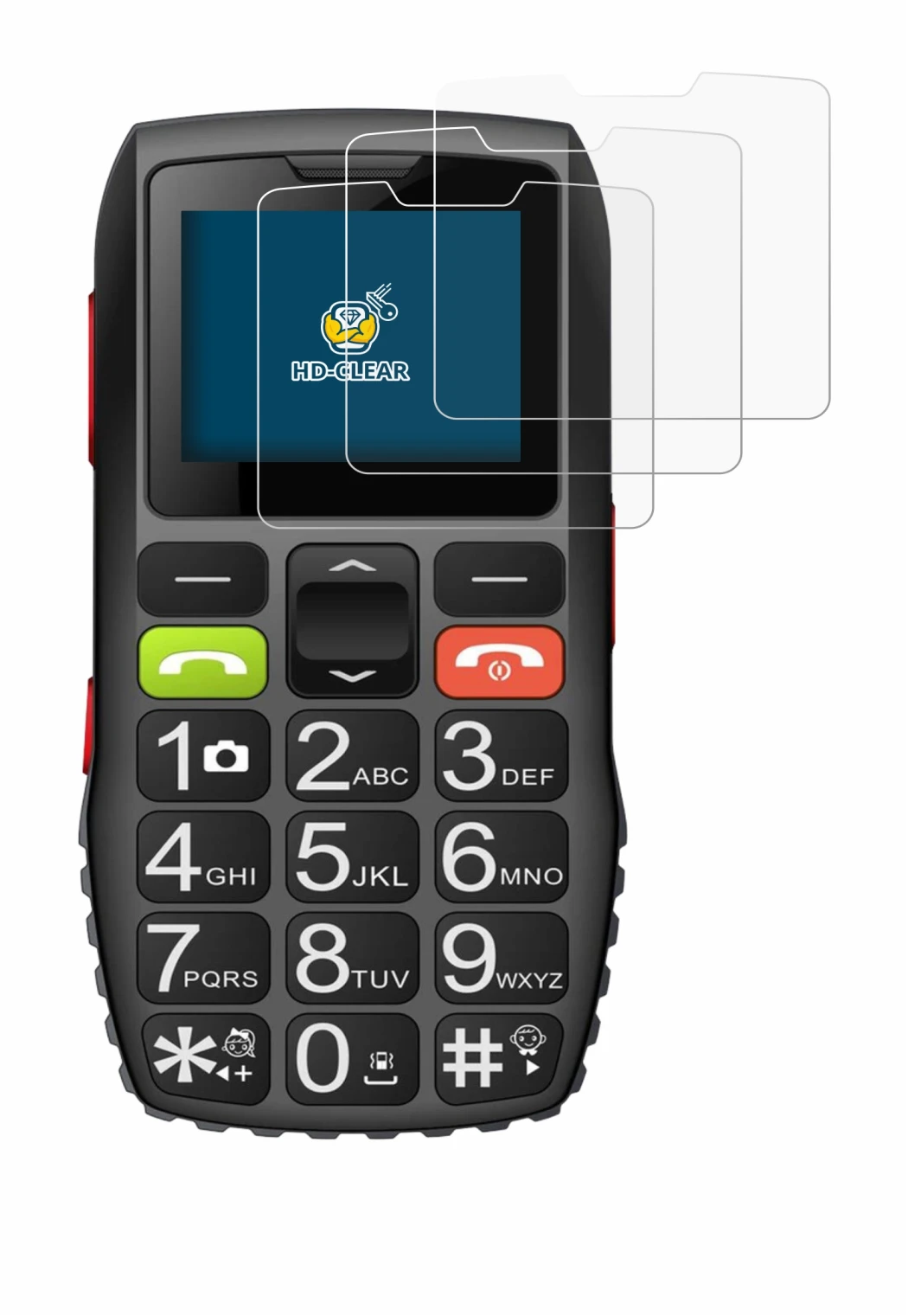 Image of the device artfone C1 with a wide variety of screen protectors.
