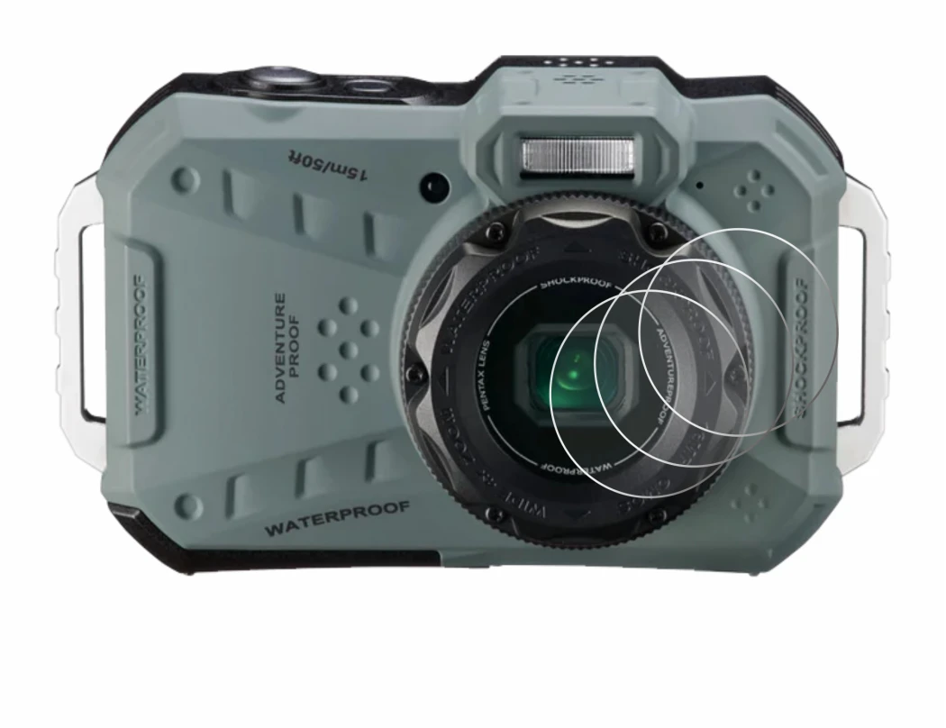 Image of the device Ricoh Pentax WG-1000 (Lens) with a wide variety of screen protectors.