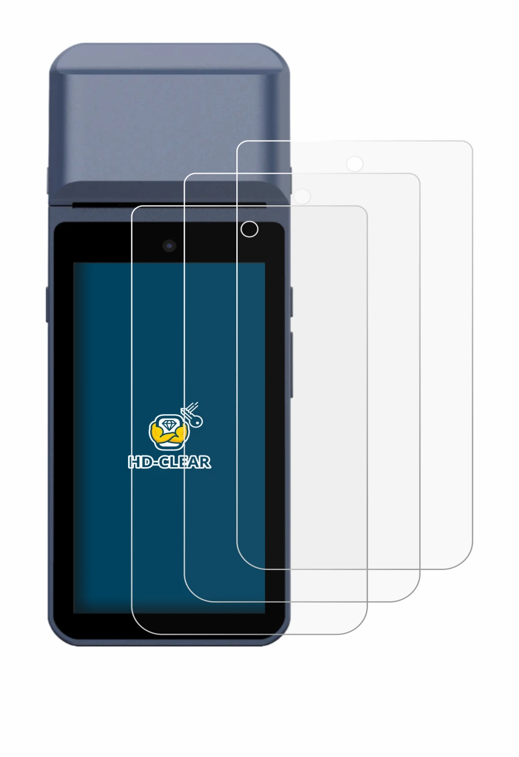 Image of the device Pax M9200 with a wide variety of screen protectors.
