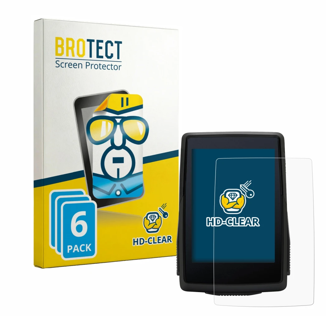 Front side of a product packaging with the brand logo BROTECT. Next to it is the device Sigma ROX 4.0 SE shown with the corres