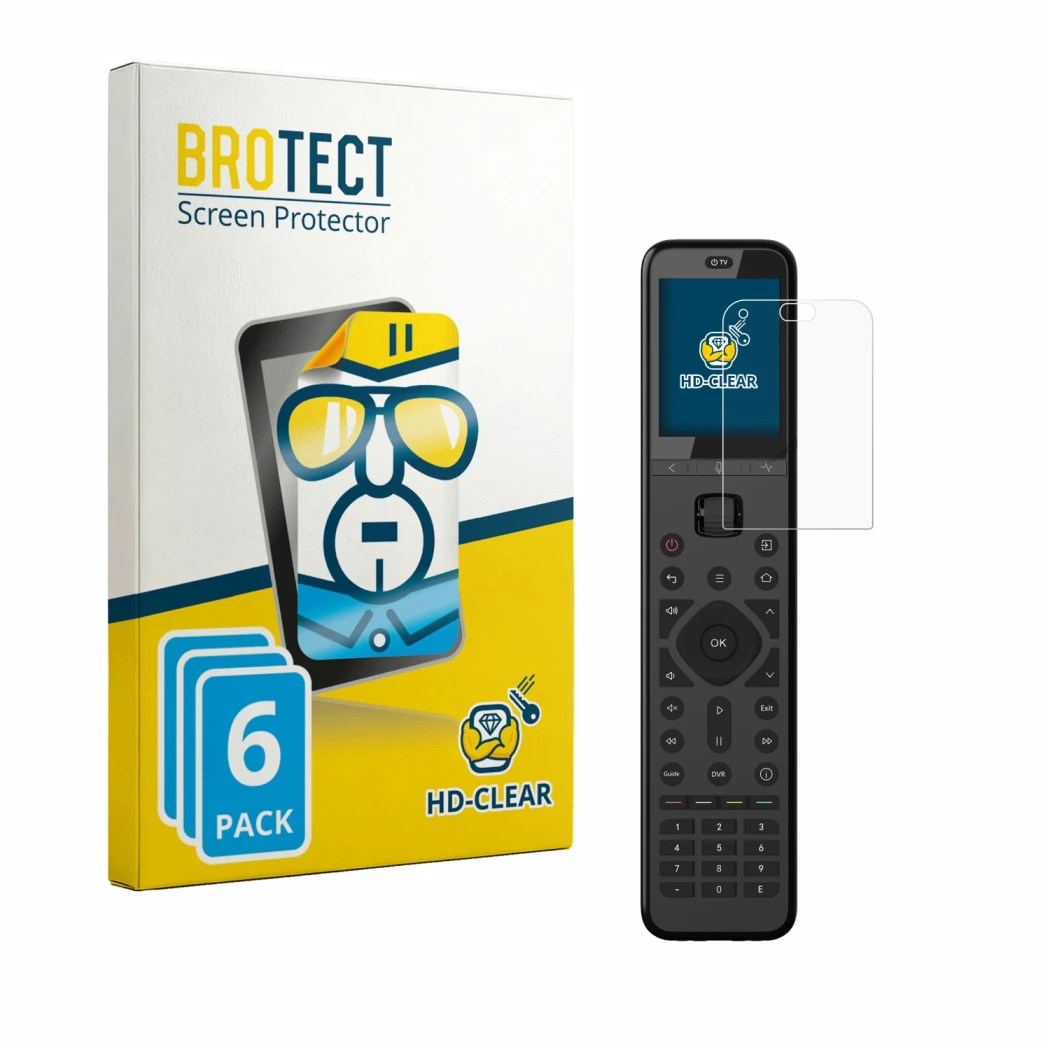 Front side of a product packaging with the brand logo BROTECT. Next to it is the device Sofabaton U3 shown with the correspond