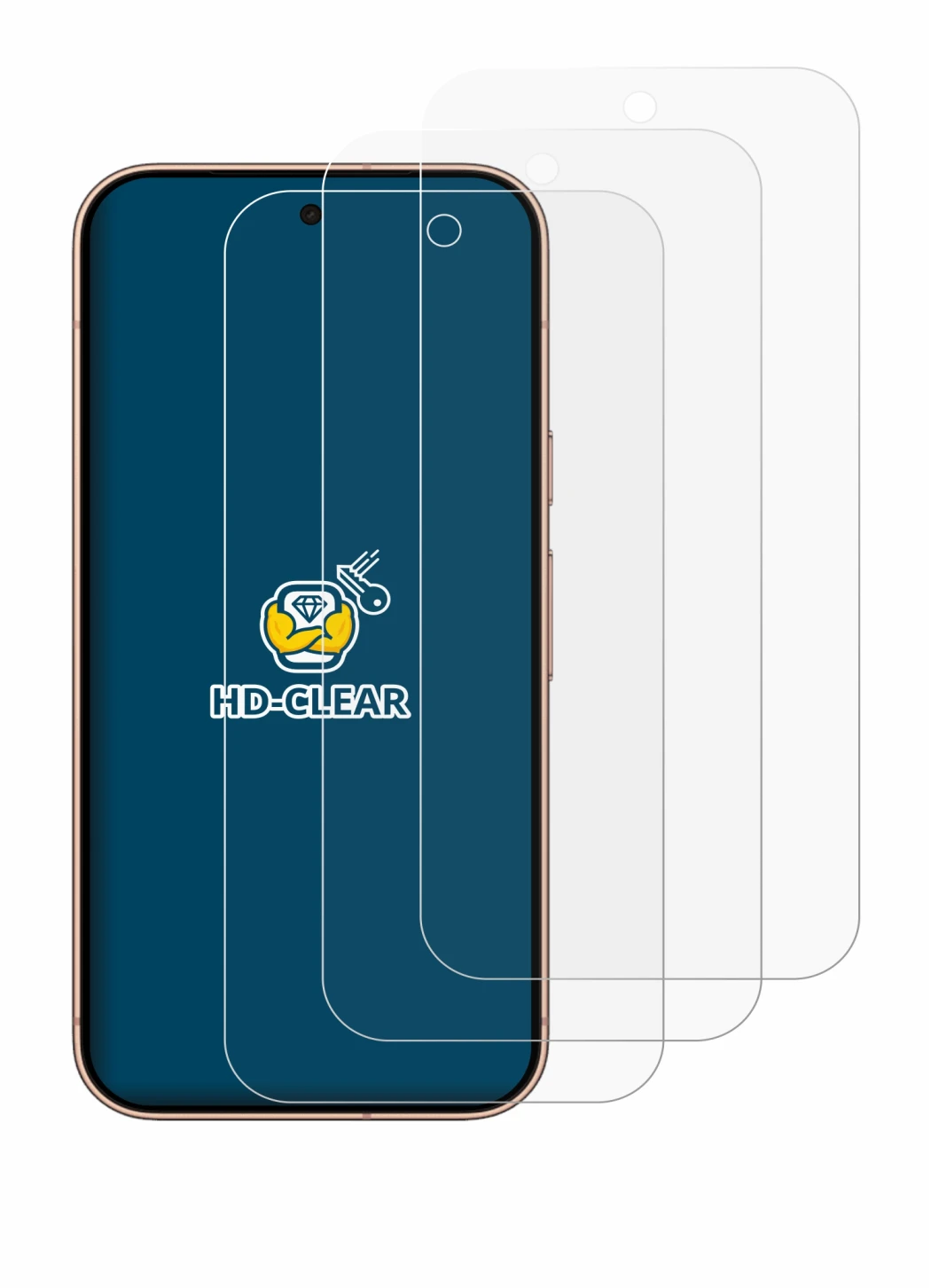 Image of the device Google Pixel 11 Pro with a wide variety of screen protectors.