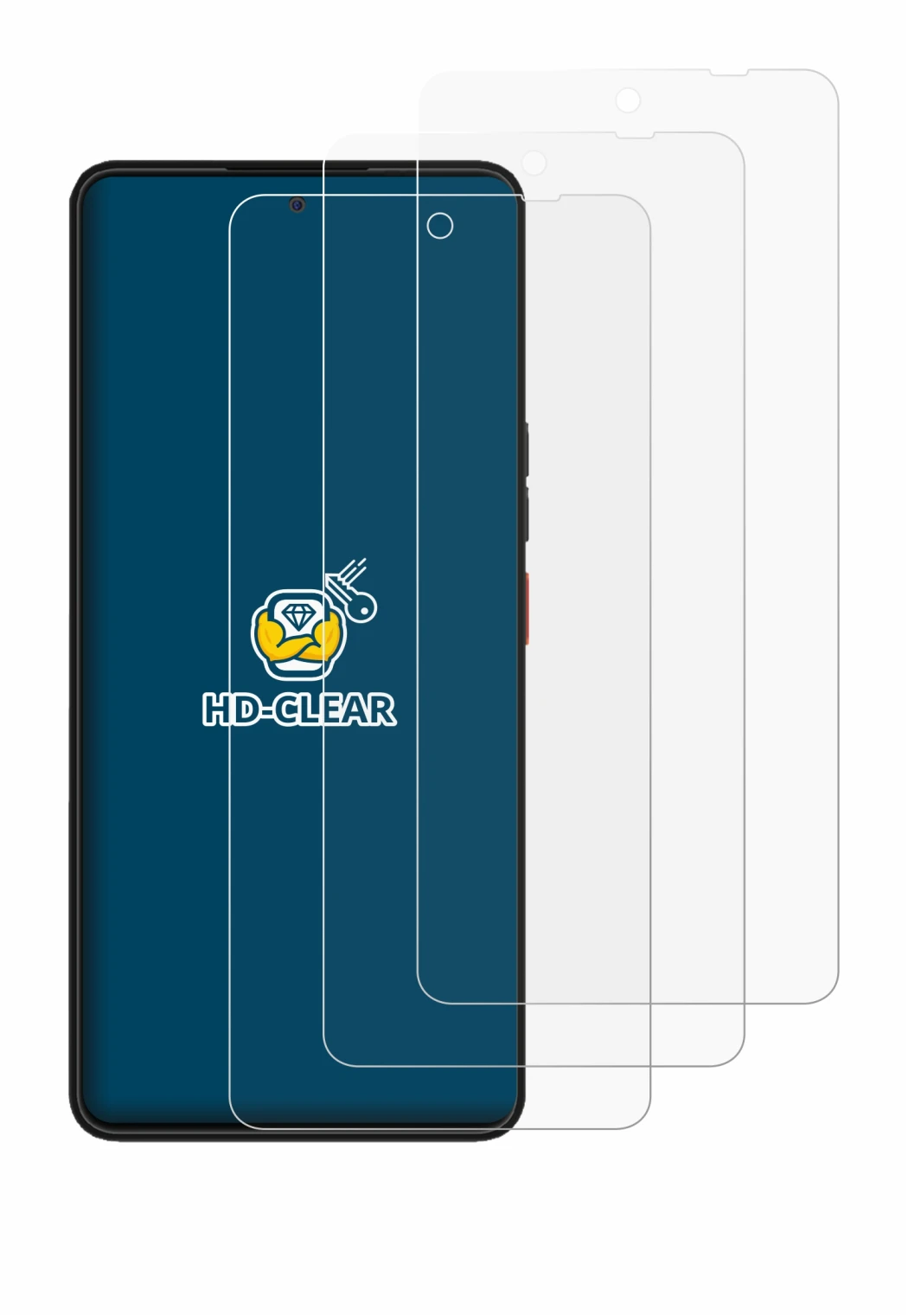 Image of the device Volla Phone Plinius Plus with a wide variety of screen protectors.