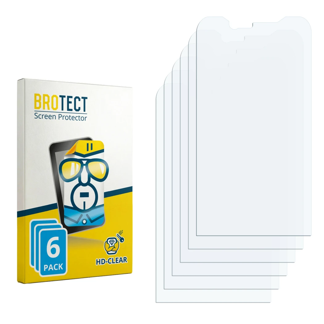 Front side of a product packaging with the brand logo BROTECT. Next to it is the corresponding screen protector.