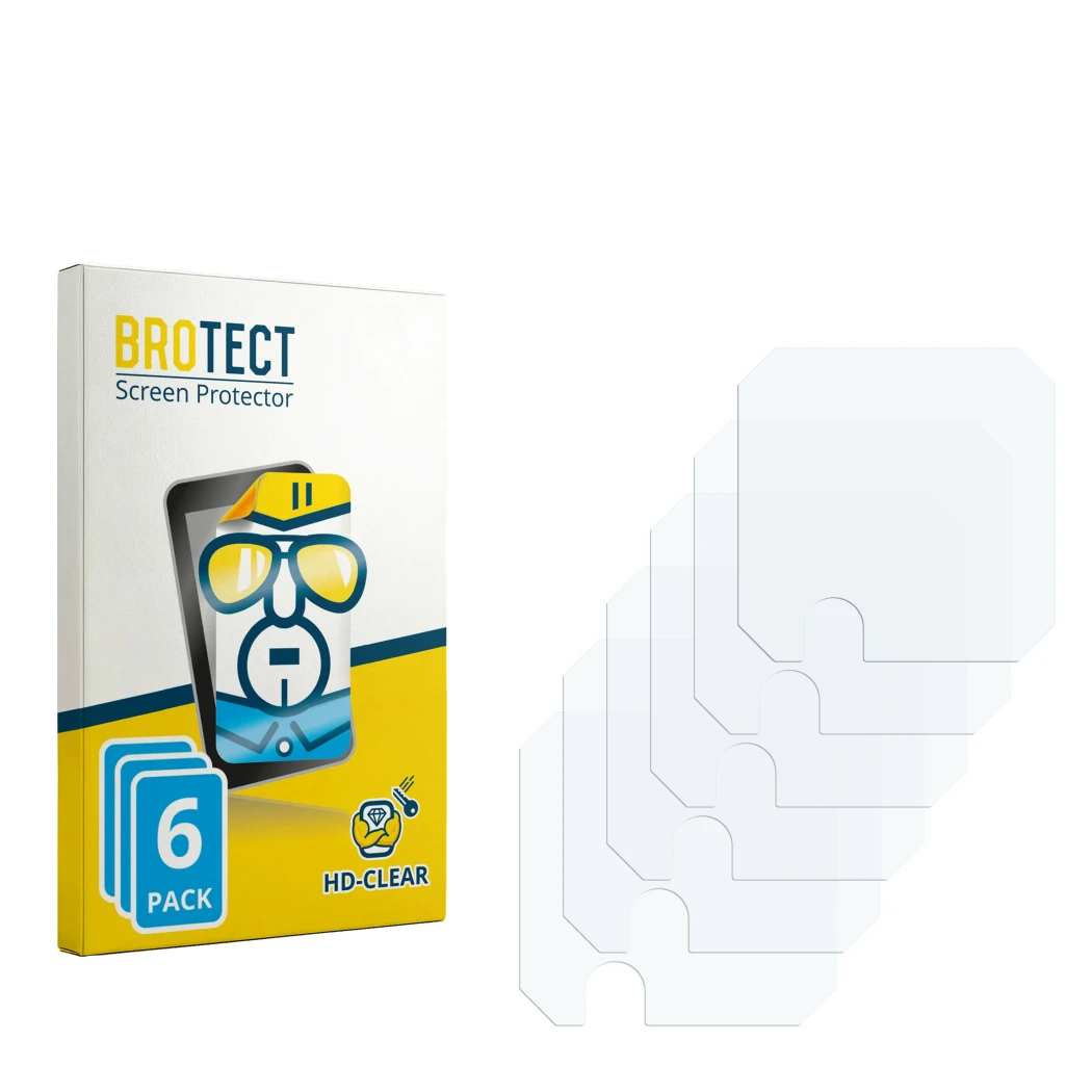 Front side of a product packaging with the brand logo BROTECT. Next to it is the corresponding screen protector.