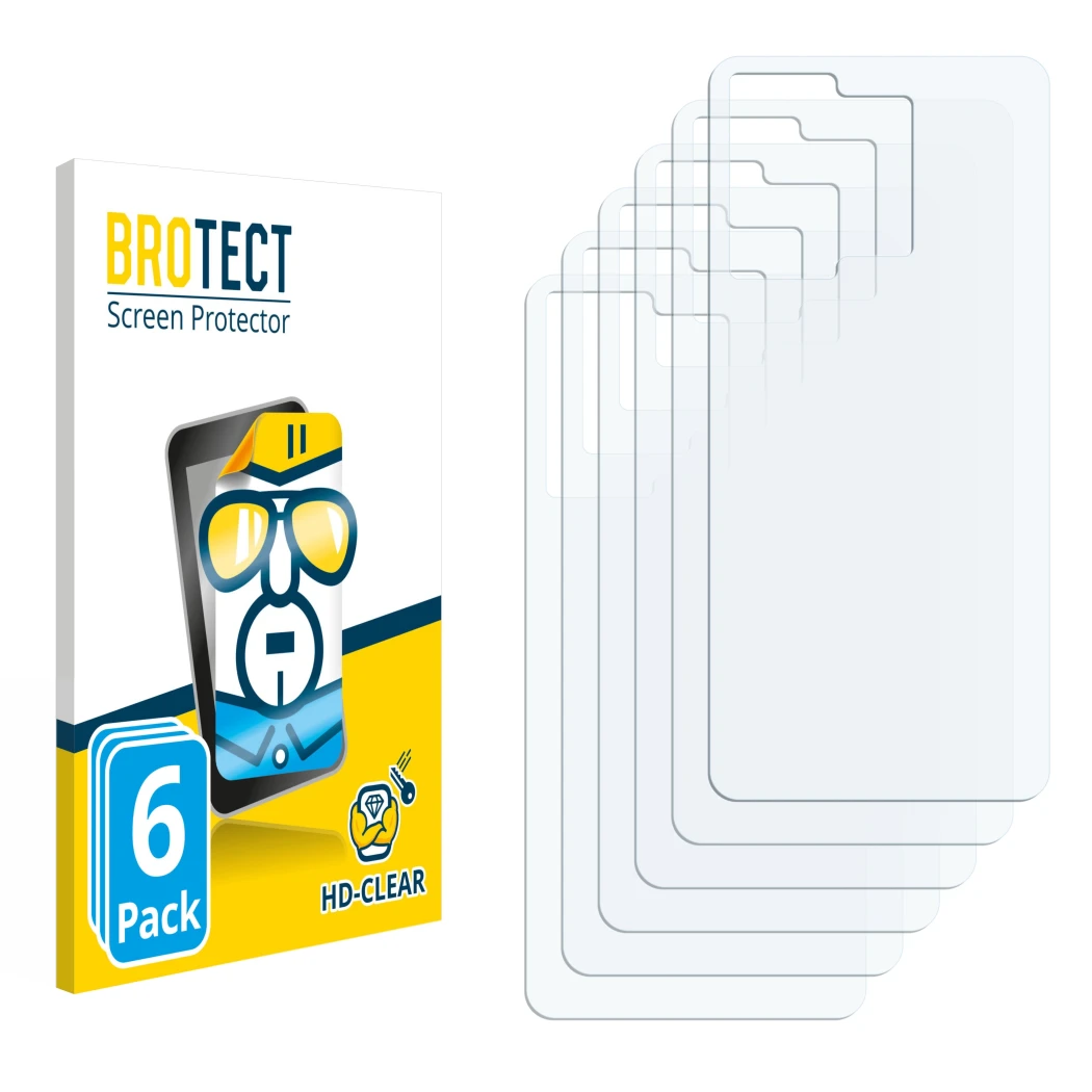 Front side of a product packaging with the brand logo BROTECT. Next to it is the corresponding screen protector.
