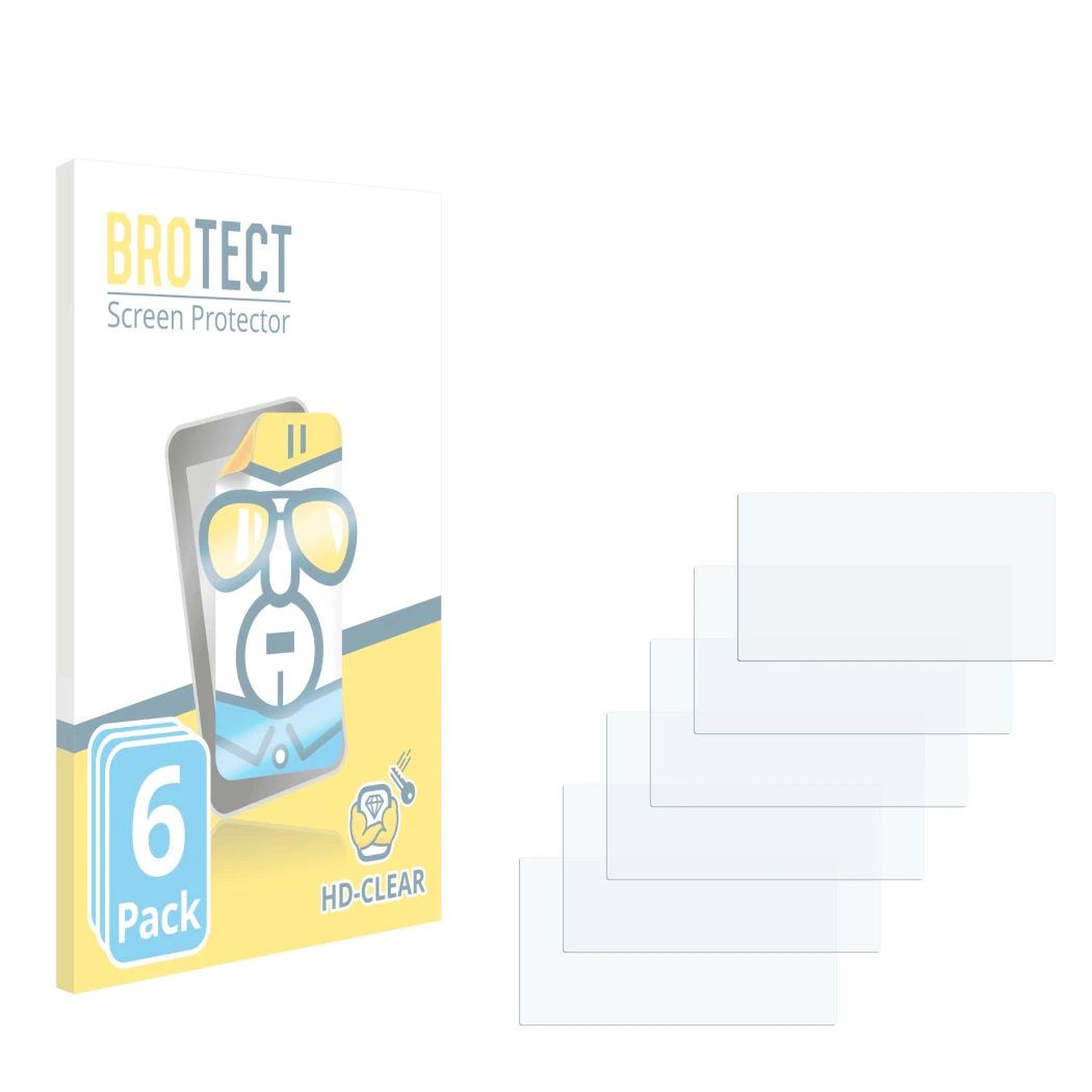 Front side of a product packaging with the brand logo BROTECT. Next to it is the corresponding screen protector.
