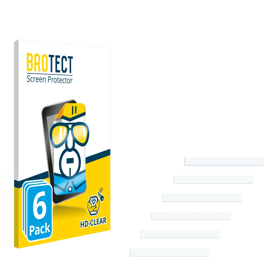 Front side of a product packaging with the brand logo BROTECT. Next to it is the corresponding screen protector.