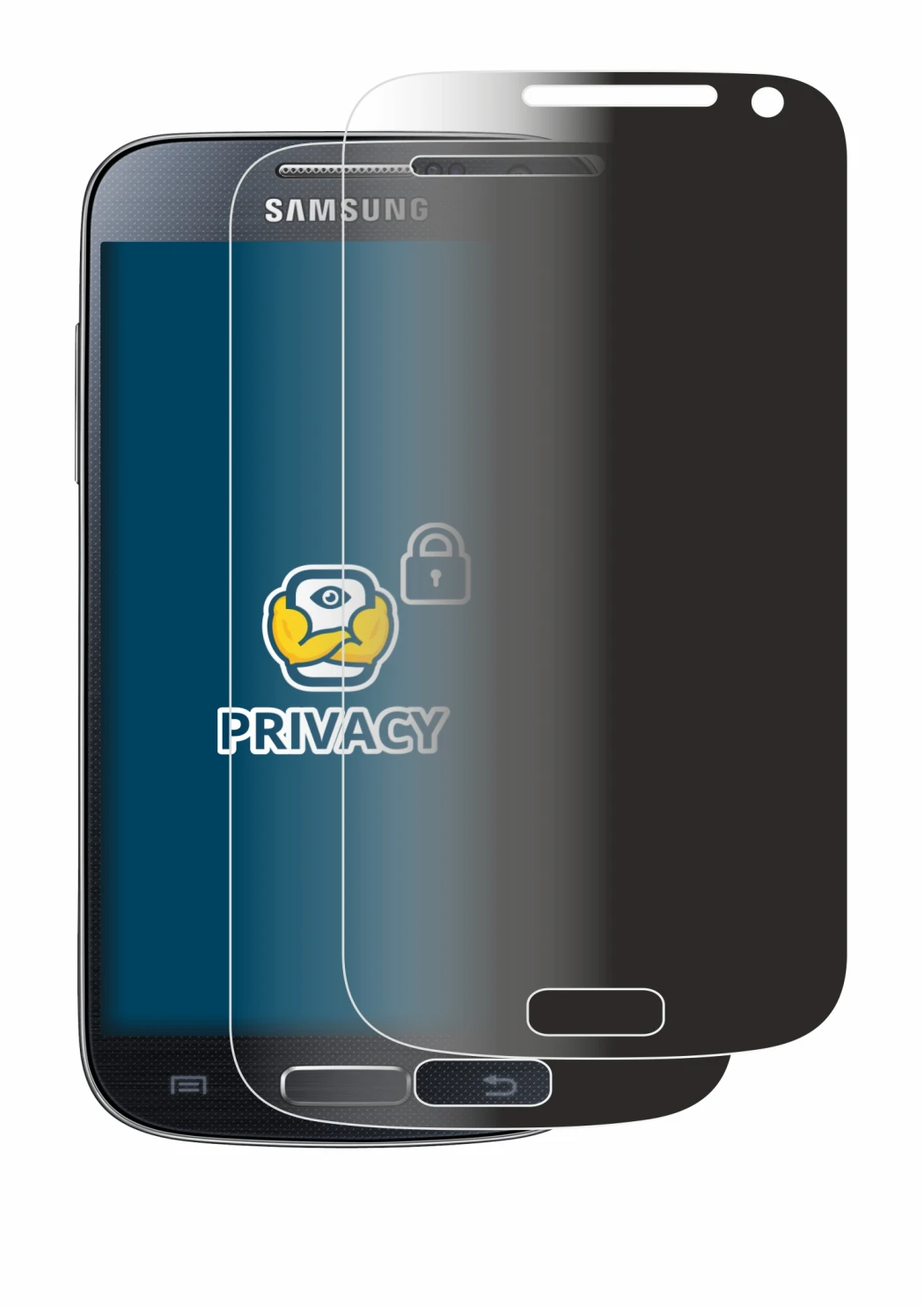 Image of the device Samsung Galaxy S4 Mini with a wide variety of screen protectors.