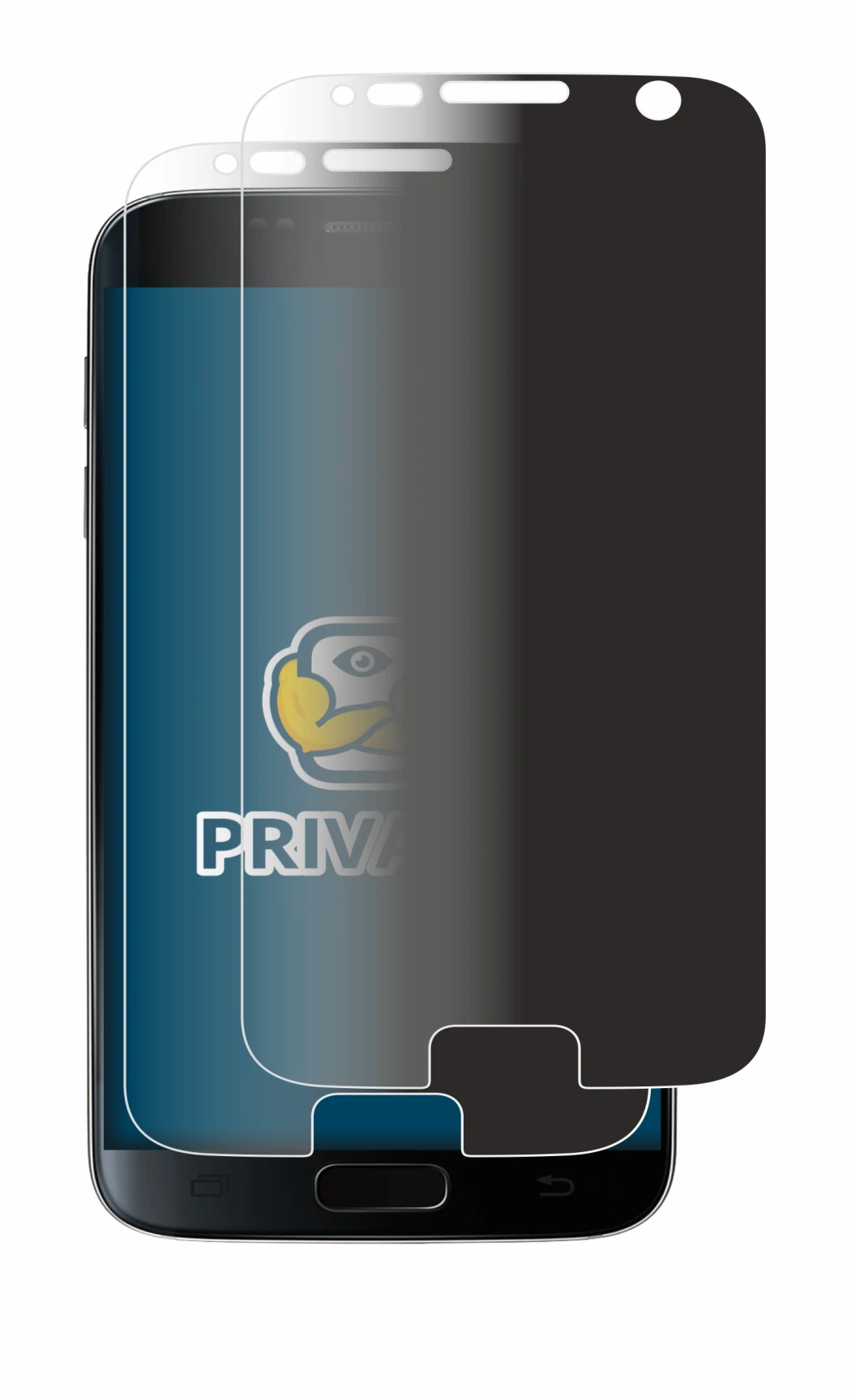 Image of the device Samsung Galaxy S7 with a wide variety of screen protectors.