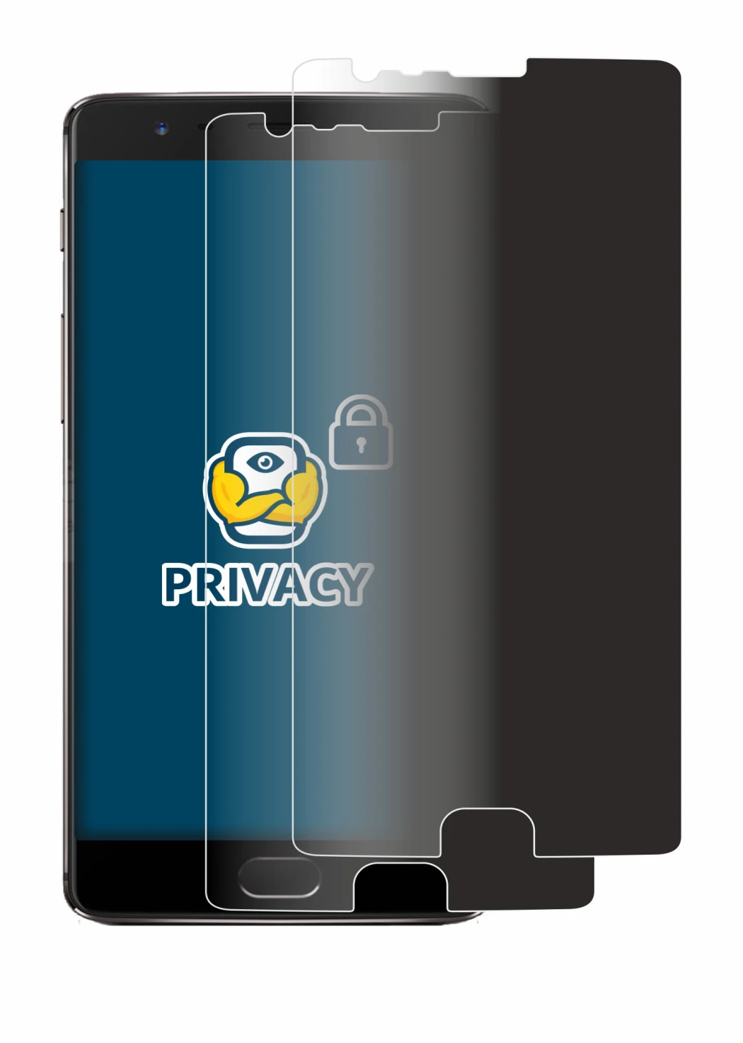 Image of the device OnePlus 3T with a wide variety of screen protectors.
