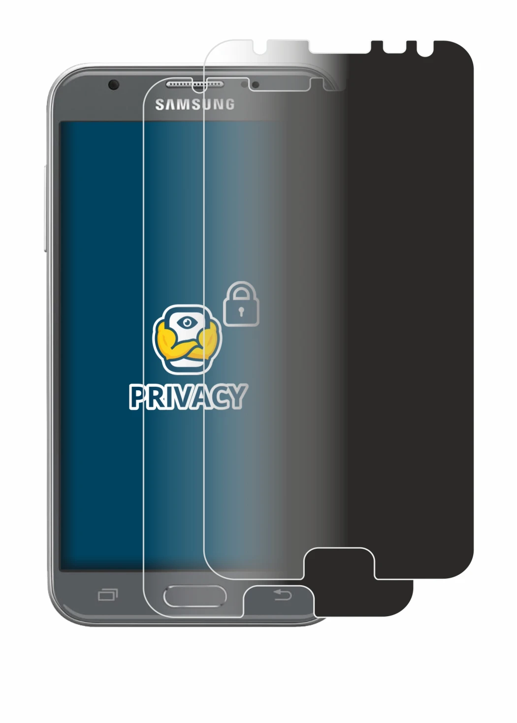 Image of the device Samsung Galaxy J3 2017 with a wide variety of screen protectors.
