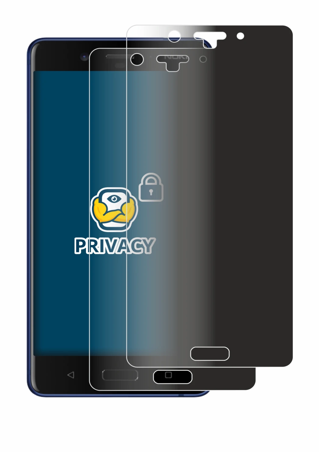 Image of the device Nokia 8 with a wide variety of screen protectors.