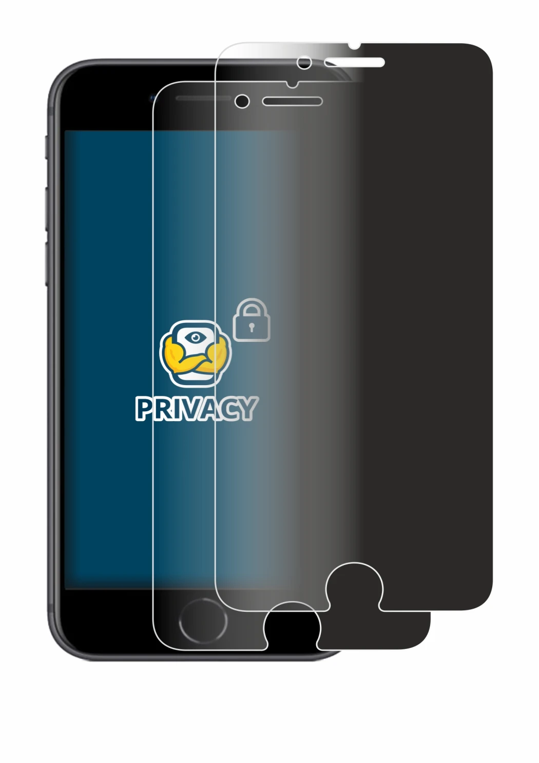 Image of the device Apple iPhone 8 with a wide variety of screen protectors.