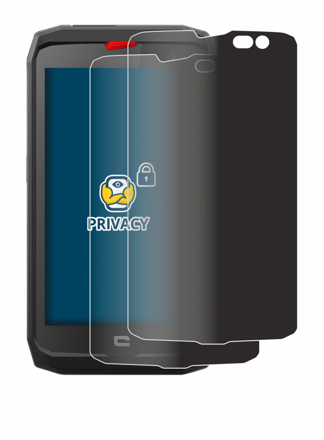 Image of the device Crosscall Action X3 with a wide variety of screen protectors.