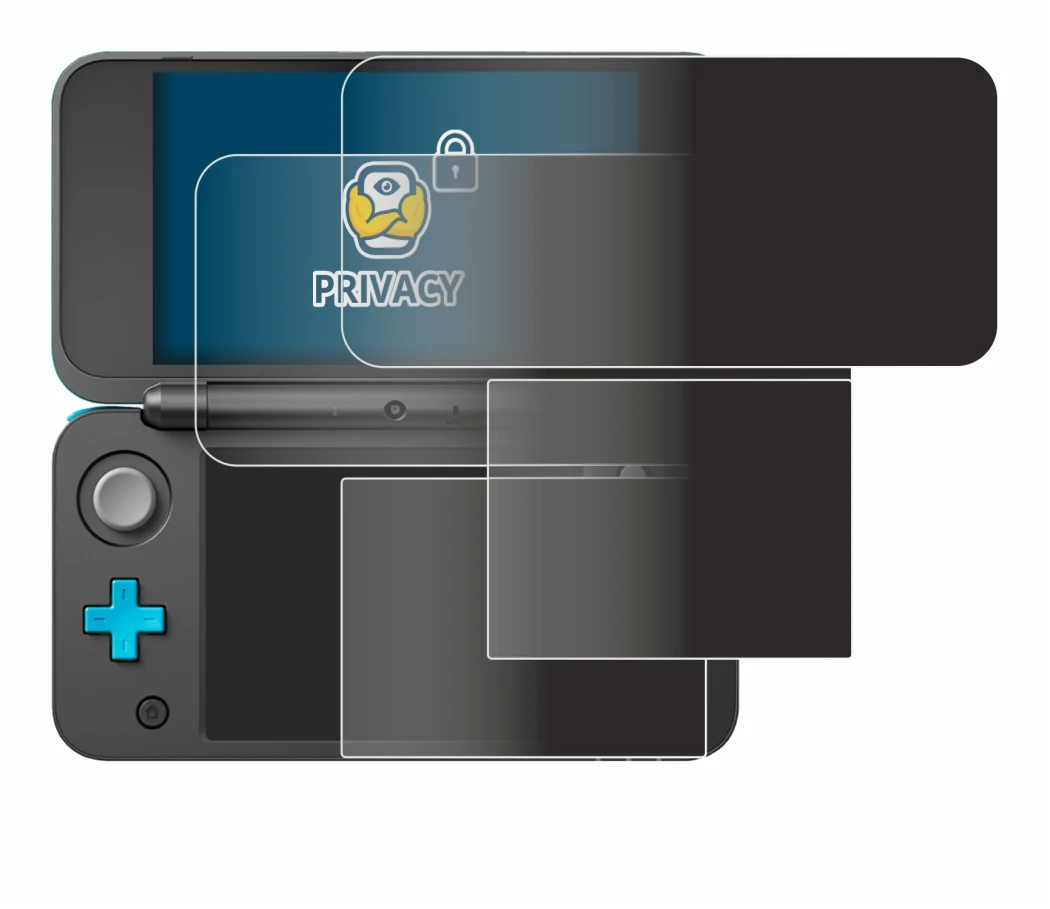 Image of the device New Nintendo 2DS XL with a wide variety of screen protectors.
