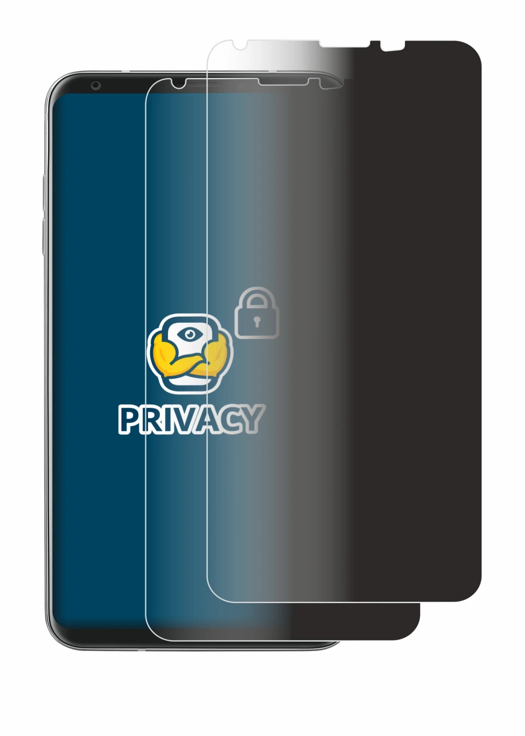 Image of the device LG V30s with a wide variety of screen protectors.