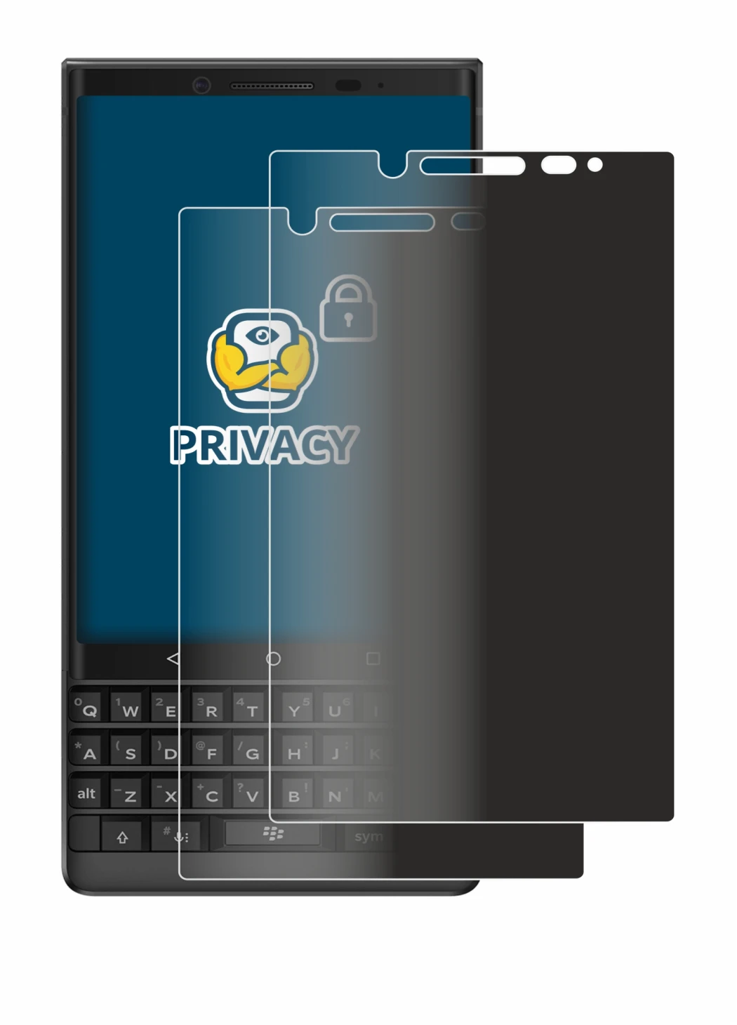 Image of the device BlackBerry Key2 with a wide variety of screen protectors.
