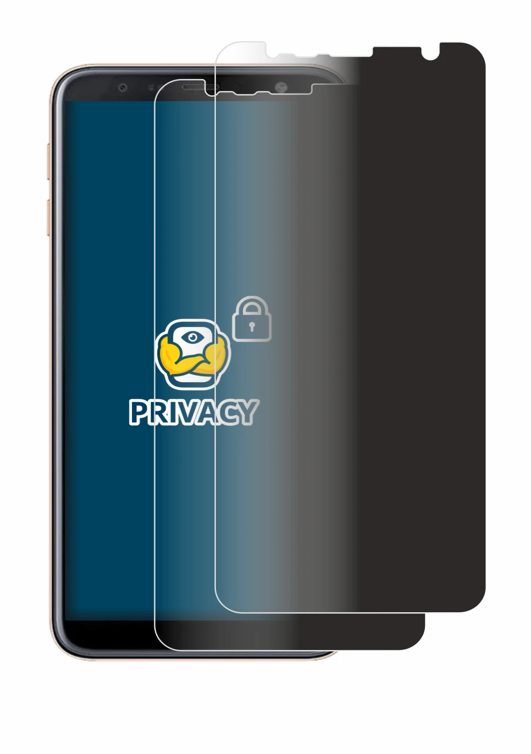 Image of the device Samsung Galaxy J4 Plus with a wide variety of screen protectors.
