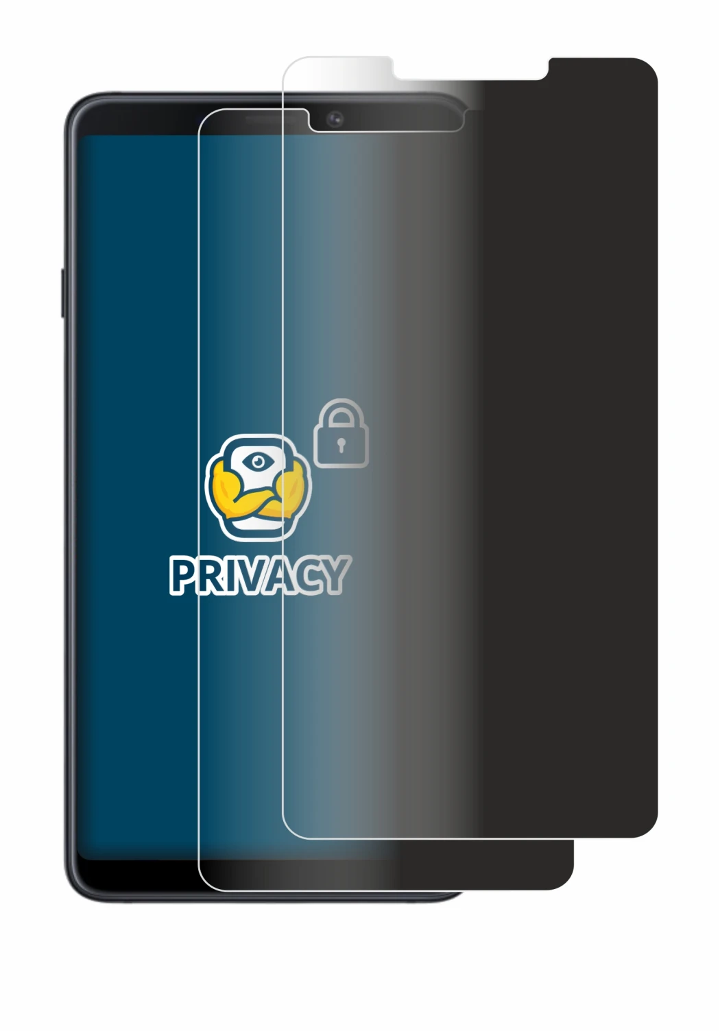 Image of the device Samsung Galaxy A9 2018 with a wide variety of screen protectors.