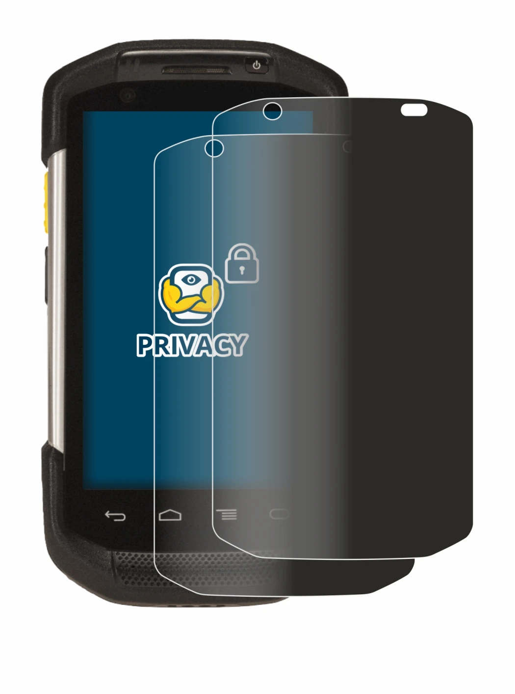 Image of the device Zebra TC77 with a wide variety of screen protectors.