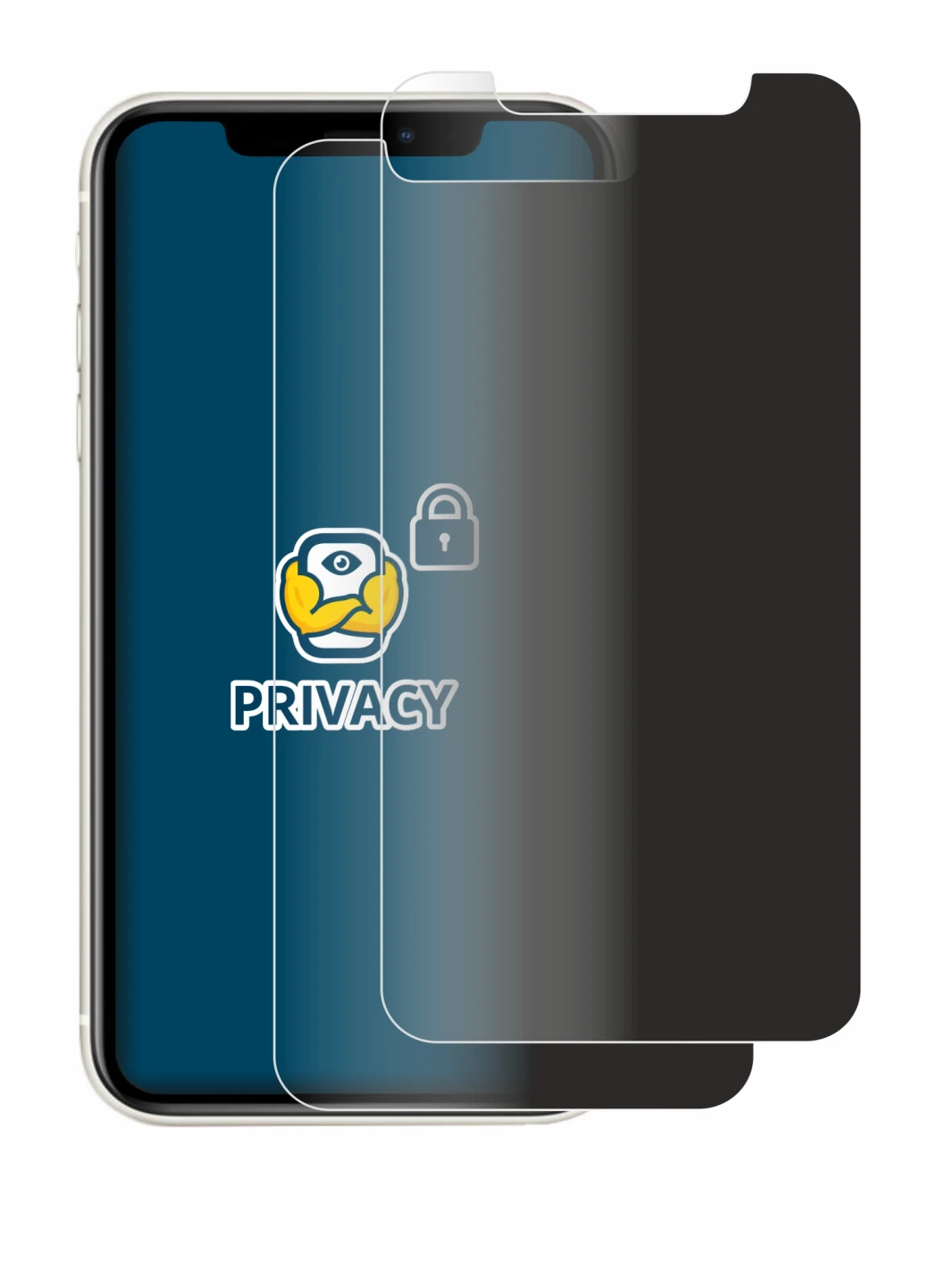 Image of the device Apple iPhone 11 with a wide variety of screen protectors.